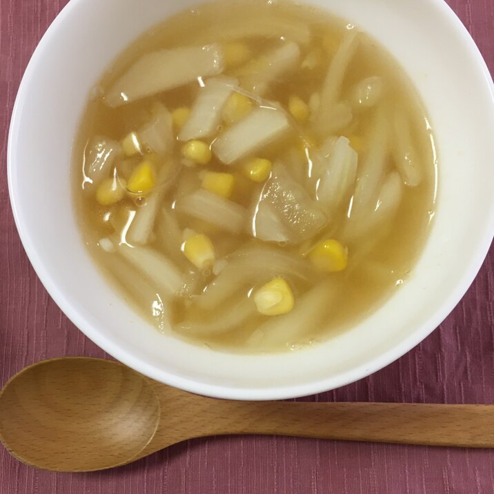 食感が楽しい☆白菜とコーンの春雨スープ